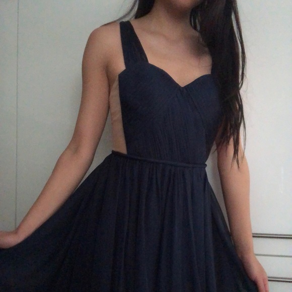 Dark blue navy backless prom grad dress - Picture 5 of 16